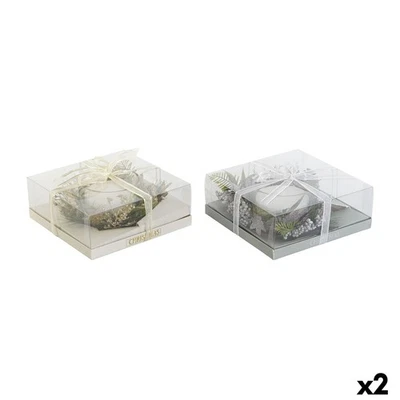 Candela DKD Home Decor Dorato Argentato Natale 21,5 x 21,5 x 8,5 cm [2 Unità] - Immagine 1 di 4