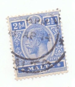 MALTA M4- 2 ½ P-ULTRAMARINE POSTAGE, 1914,  USED fine - Picture 1 of 2