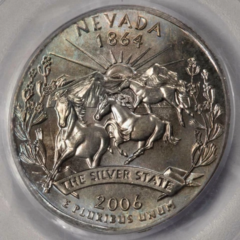 2006 PCGS MS65 Elliptical Clip Nevada Quarter Major Mint Error Very Rare Date Cover