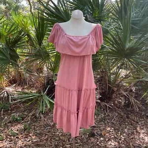 Vestido Pradera Hombro Descubierto Vintage Años 70 Hasta la Rodilla Malva Varios Talla S M - Imagen 1 de 10