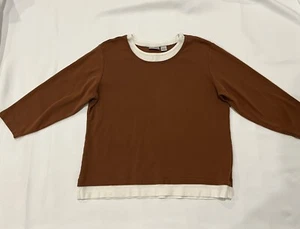 CHICO'S Women’s Blouse Size 3 Pullover 3/4 Sleeve Cotton Blend Burnt Orange. - Picture 1 of 11