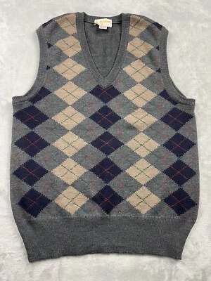 Vintage Jacobson & Co 100% Wool Argyle Sweater Vest Pullover Mens Size L Uruguay - Image 1 of 4