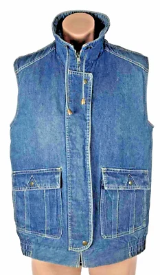 Chaleco de mezclilla acolchado Eddie Bauer de colección chaqueta para tareas M acolchado forrado de lana Foto 1 de 4