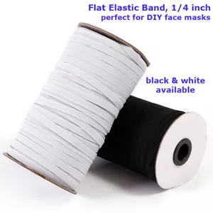 Flat Elastic Band for Sewing and Face Masks, 1/4in 288yrd, black - Picture 1 of 5