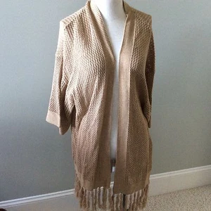 Maglione Ralph Lauren LRL Jeans Marrone Marrone Marrone Maglia Avvolgente Frange Nuovo M Medium Cotone - Foto 1 di 4