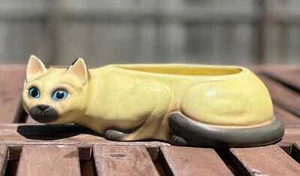 Vintage 40's Japan Siamese Cat Ceramic Planter Blue Eyes 11" - Picture 1 of 8