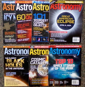 ASTRONOMY Magazine Lot 2023-2024 (7x) Outer Space Black Hole Eclipse Cosmic Mars - Picture 1 of 4