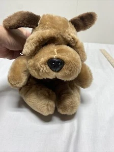 Cachorro de peluche vintage 1986 Raffoler marrón peluche juguete años 80 ojos caídos perro - Imagen 1 de 9