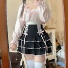 Fairy Y2k Tiered Skirt High Waist A-Line Skirt Lace Pleated Skirts  Women Girl