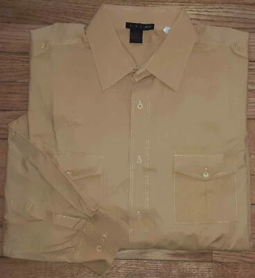 Рубашка Tulliano на пуговицах спереди мягкий хлопок L/S 3XL золотисто-желтая однотонная c1796 - Изображение 1 из 4