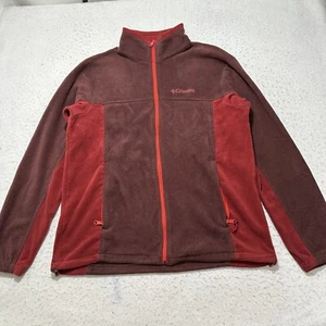 Columbia Men's Large Full Zip Fleece Sweatshirt High Neck Maroon w/ Zip Pockets - Picture 1 of 12