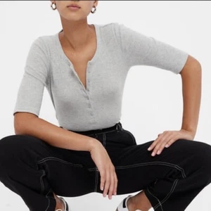 Gray Henley Bodysuit Half Botton Top NEW Women’s XS - Picture 1 of 1