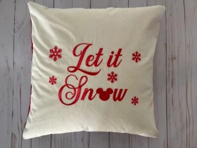 Disney Mickey Mouse Let It Snow Embroidered Flannel Throw Pillow TinksTreasurez - Изображение 1 из 4