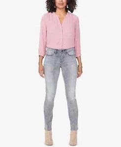 NYDJ Sheri Women's Pull-on Slim Leg 5-Pocket Jeans Tahoma Grey Size 0 MSRP $119  - Picture 1 of 7