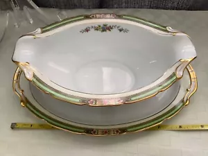 Noritake China 30er Jahre Florola Sauciere Aufsatz Unterteller Gold gewellt 83374 - Bild 1 von 12