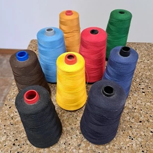 Lot 9 different colors thread cones 6000 Yards + - Picture 1 of 7