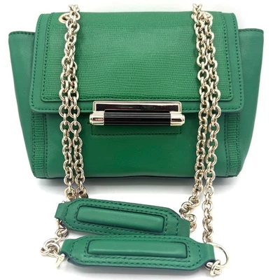 Mini bolso de hombro Diane von Fürstenberg DVF 440 cadena de cuero verde esmeralda Foto 1 de 4
