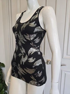 Express schwarzes Tanktop Trägertop Pailletten Gr. S - Bild 1 von 6