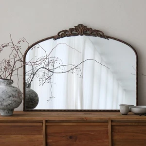 Vintage Mirror, 29"x 36" French Baroque Antique Arched Wall Mounted Mirror, D... - Picture 1 of 7