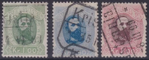 Noruega 1878 Mi.Nr. 32 - 34 "Rey Oscar II" Juego estampado Kristiania (Oslo) - Imagen 1 de 2