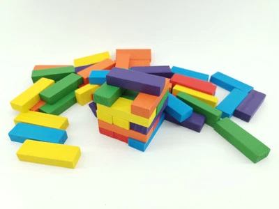 Relaxdays Holzwackelturm bunt Tumbling Tower 6 Farben 48 Teile - Bild 1 von 4