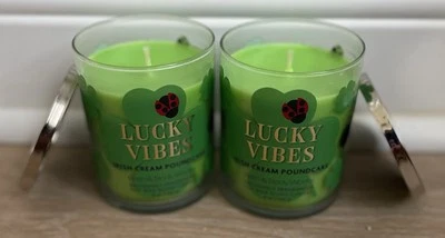 BATH & BODY WORKS  IRISH CREAM POUNDCAKE -  LUCKY VIBES - 8 OZ CANDLE LOT 2 NEW - Image 1 of 2