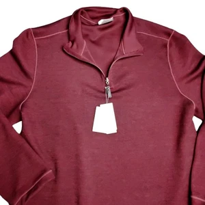Long Sleeve Knit Shirt XL Wine Burgundy Size Half Zip Reversible Age of Wisdom - Picture 1 of 12
