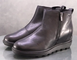 Sorel Evie II NWOB $145 Women's Waterproof Booties Boots Size 7.5 Leather Black - Picture 1 of 13