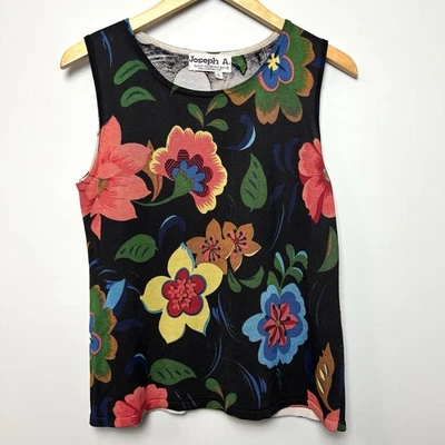 De colección Joseph A. Top tejido seda talla L grande floral capa base traje de oficina colorido Foto 1 de 4