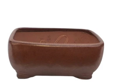 Aztec Orange Ceramic Bonsai Pot-Rectangle Professional Series OD:10.5"x8.0"x4.5" - Image 1 of 2