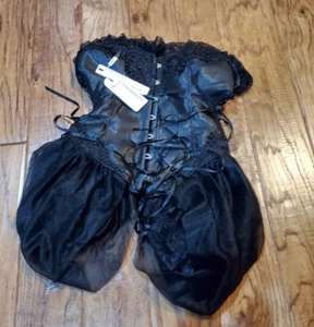 CHARMIAN Corset Bustier Black Steampunk Lace Up Strapless Embroidery Gothic 4XL - Picture 1 of 7