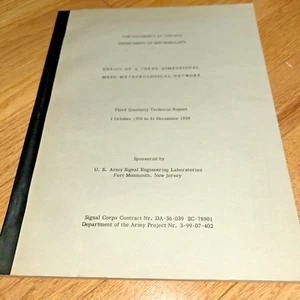 1959 ENTWURF EINES 3-DIMENSIONALEN MESO-METEOROLOGISCHEN NETZWERKS FUJITA Univ Chicago - Bild 1 von 15
