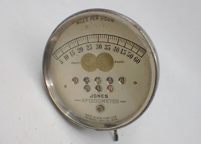 Velocímetro tacómetro vintage Jones 60 MPH coche motocicleta fecha 1908 OFERTA REAL Foto 1 de 4