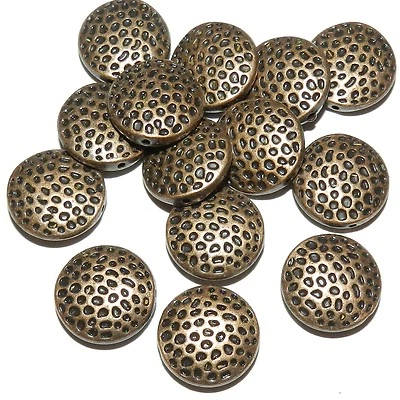 MB3100 Cuentas focales de metal texturizado martillo plano redondo 17 mm cobre envejecido 10 piezas Foto 1 de 2