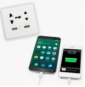 1pcs Dual USB Port Electric Wall Charger Dock Socket Power Outlet Panel Plate - Picture 1 of 3