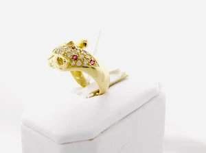 Italian Ring in Solid Gold 18k with Rubin of Gemstone and Natural stone Women - Picture 1 of 4