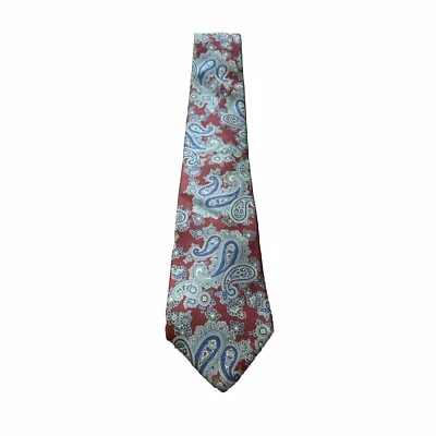 Corbata De Colección Hunter Haig Pura Seda Para Hombre Clásica Roja Paisley Diseñador Hecha en EE. UU. Foto 1 de 4
