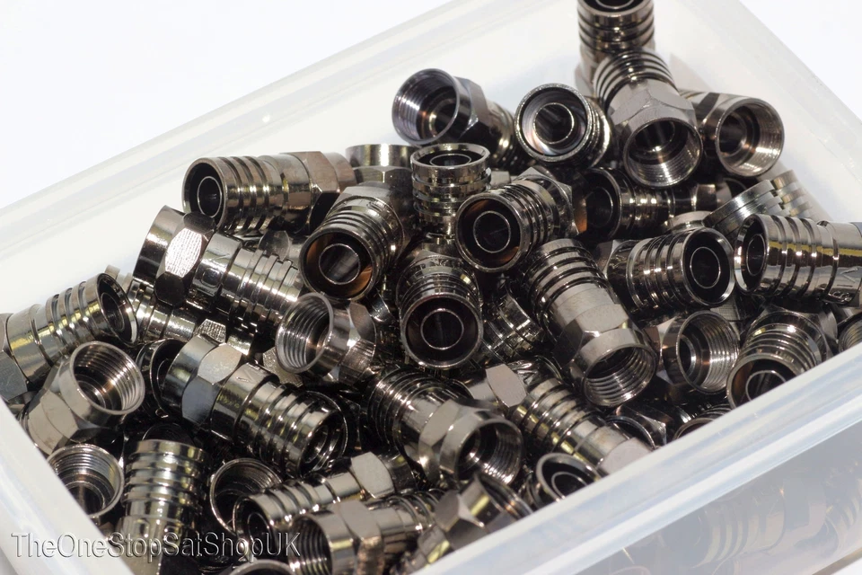 100 x Vision V17-100 Pro Gunmetal Grueso Engarce de Pared F Conector, RG6, WF100