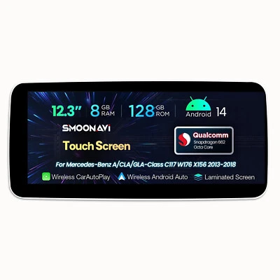 12.3" Car Stereo For Mercedes Benz A/CLA/GLA W176 X156 Android 14 8+128GB Radio - Image 1 of 4