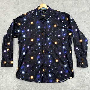 1 Like No Other Shirt Men XL Cotton Black Galaxy Print Button Limited Edition - Picture 1 of 19
