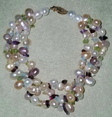 Ross Simons 14K yellow gold pastel pearl multi gemstone beaded/chip Bracelet  - Image 1 of 4