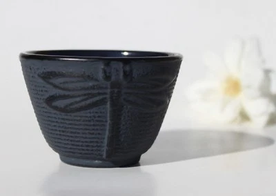 WE PAY YOUR SALES TAX Dark Blue Dragonfly Japanese Cast Iron Tea Cup