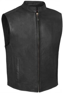 True Element para hombre con cremallera delantera, panel trasero individual, cuello de scooter cuero motocicleta - Imagen 1 de 9
