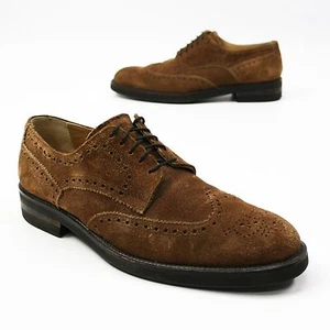 Para hombre talla 8,5/42 euros. Oxford puntas de ala hechas a mano DI CRISCI marrón gamuza - Imagen 1 de 11