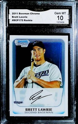 2011 年 Bowman Chrome #BCP175 Brett Lawrie 新秀 GMA 10 Gem 完好 — 第 1/2 张图片
