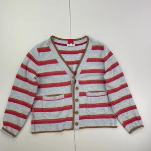 WHITE STUFF Cardigan 14 Blue Pink Womens V-Neck Knit Jumper Striped - Picture 1 of 14