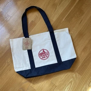Trader Joe’s Bag Canvas Reusable Heavy Cotton Basic Style Shopping Navy Large - Picture 1 of 4