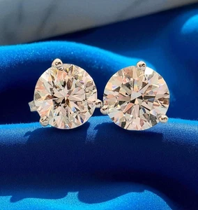 2.00 D VVS2 Ct Round Lab Grown Diamond Studs Set in Platinum IGI Certified - Picture 1 of 13