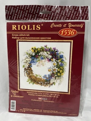 RIOLIS Cross Stitch Kit Spring Wreath #1536  11 3/4" X 11 3/4" - Image 1 of 4
