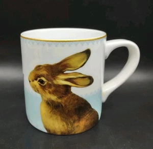 WILLIAMS SONOMA 3.5" Spring Coffee Mug w/ Bunny Rabbit, Flowers, & Butterflies - Picture 1 of 9